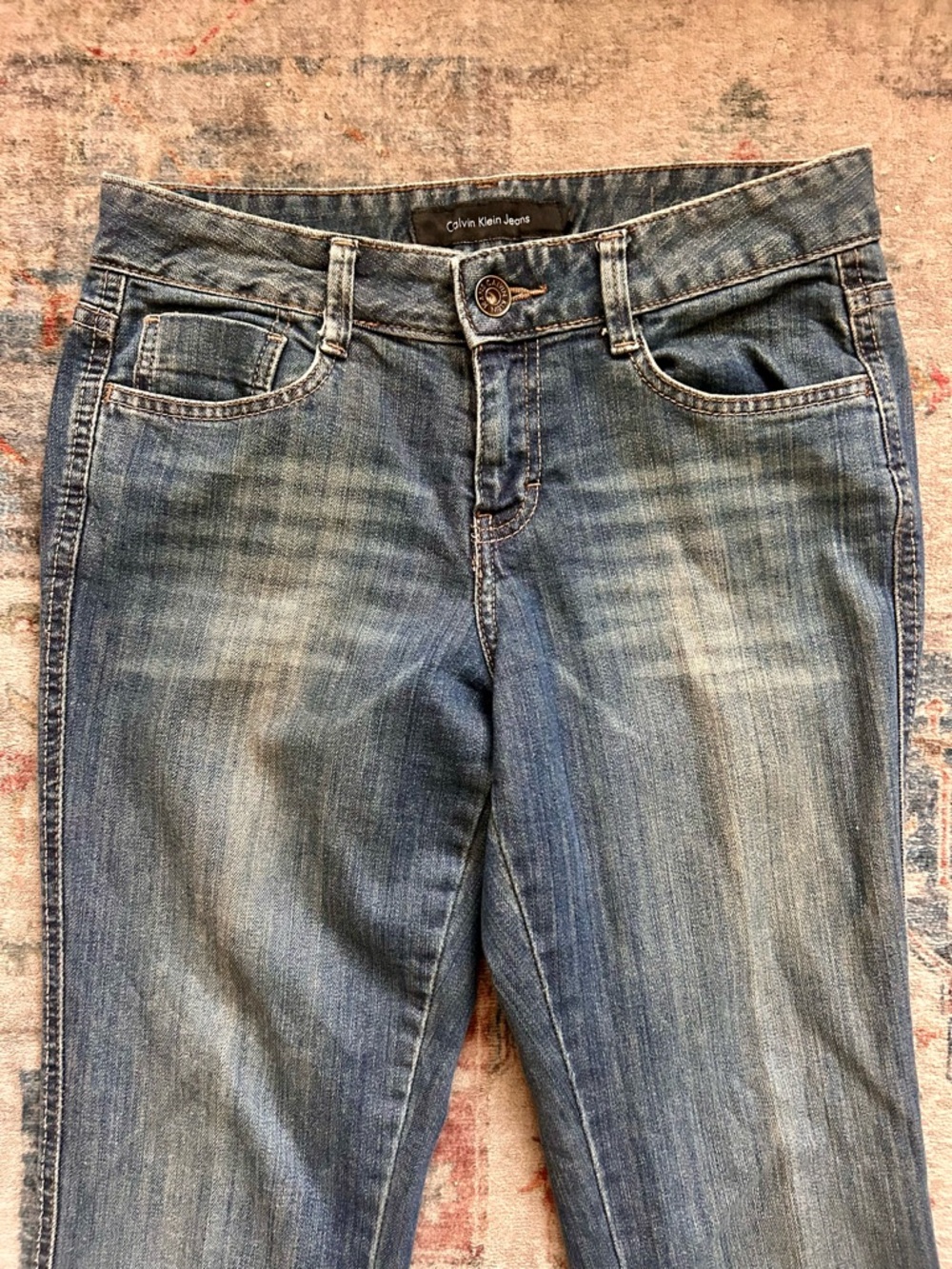 Calvin Klein Jeans Denim Mid Rise Straight Classic Detailed Pockets Classic - Picture 10 of 14